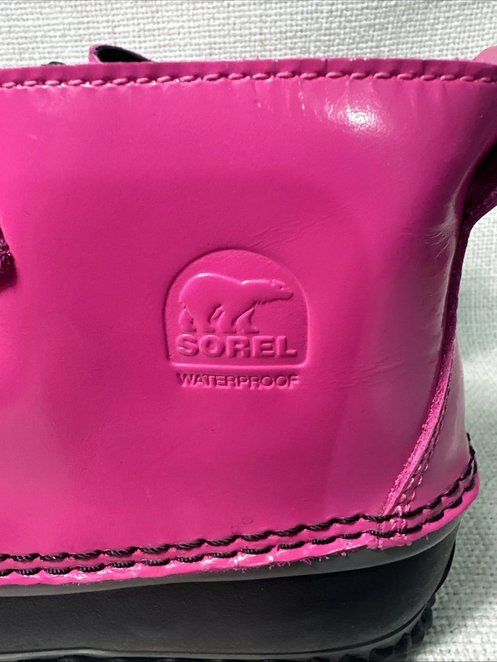 Sorel Out N About Duck Boots Women's Sz 6 Black Pink Rubber Rainboot